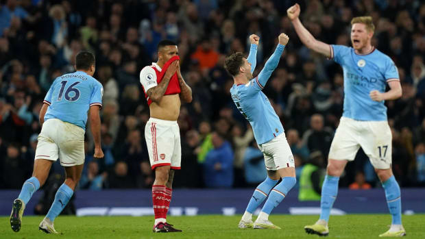 Man City celebrates against Arsenal